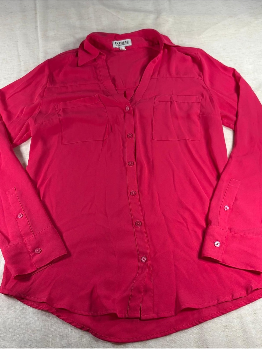 Express Women's Hot Pink Button-Down Shirt